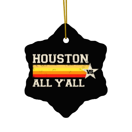 Houston vs All Y'all Vintage Stripe Texas Baseball Ceramic Ornaments