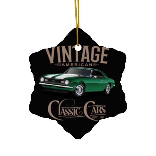 Vintage Green Camaro Classic Car Ceramic Ornaments