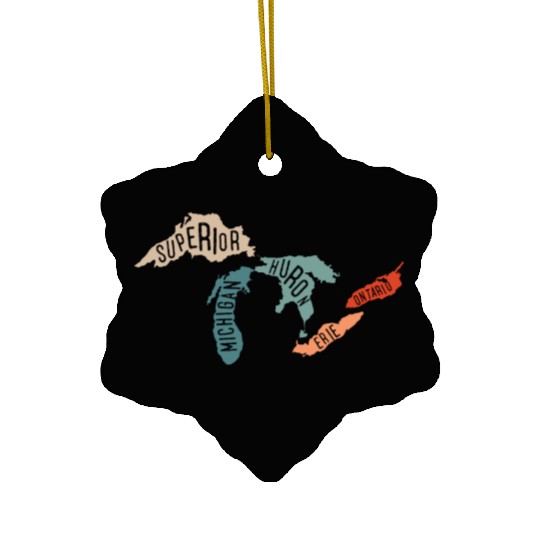 Great lakes USA, Michigan Lake Erie Lake Ceramic Ornaments