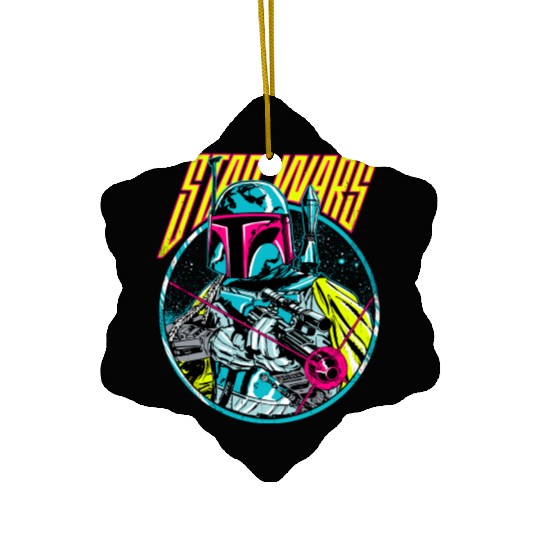 Star Wars Boba Fett Neon Blaster Vintage Graphic Ceramic Ornaments