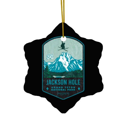 Jackson Hole Ski Badge Ceramic Ornaments