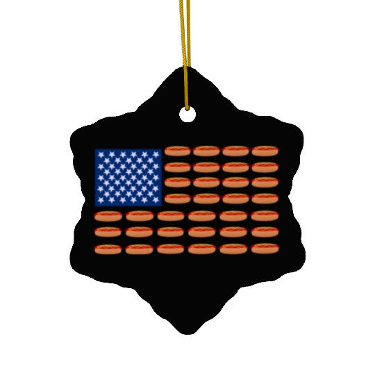 Hot Dog American Flag Patriotic Ceramic Ornaments
