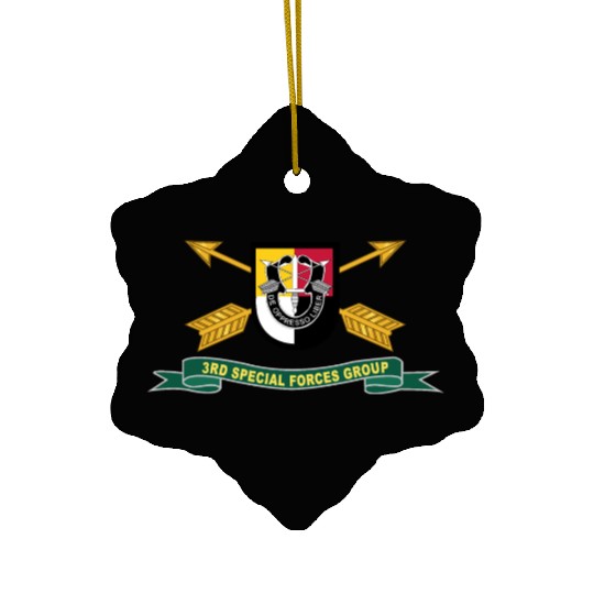 Army 3rd Special Forces Group Flash w Br Ribbon Ceramic Ornaments