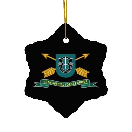 Army 19th Special Forces Group Flash w Br Ribbon Ceramic Ornaments