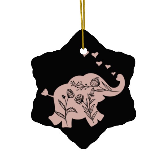 Elephant Girls Women Flowers Ceramic Ornaments