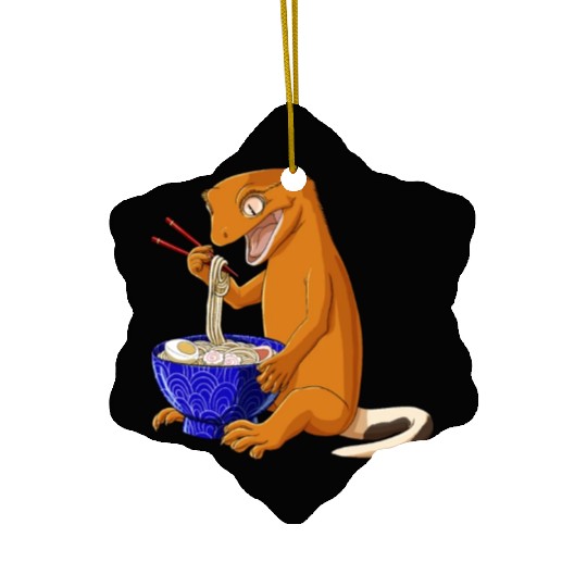 Funny Japanese Kawaii Ramen Reptile Crested Gecko Ceramic Ornaments