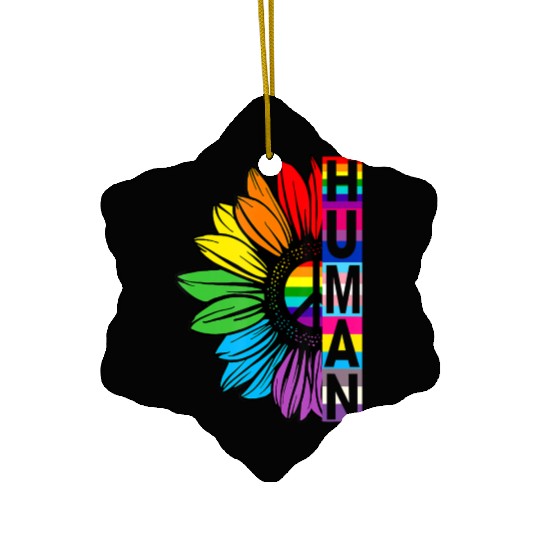 HUMAN Sunflower LGBT Flag Gay Pride Month LGBTQ Ceramic Ornaments