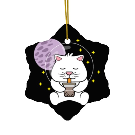 Kawaii Cat Space Pet Lover Gift Ceramic Ornaments