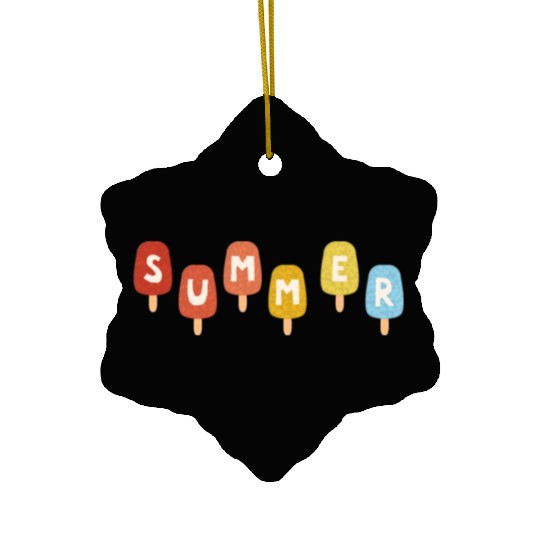 Colorful ICE CREAM STICKS with SUMMER Word Ceramic Ornaments