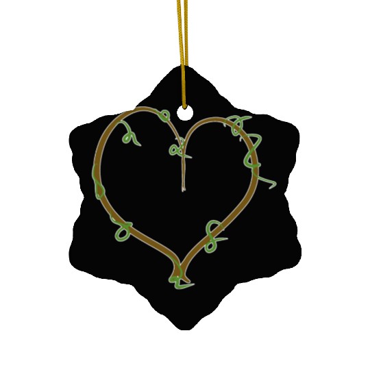 brown heart nature green line icon Ceramic Ornaments