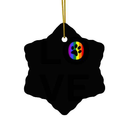 Cat Paw Love LGBT Pride Rainbow Flag Ceramic Ornaments