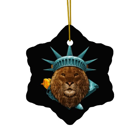 Statue Of Liberty Lion 4th Of July Animal USA Amer Ceramic Ornaments