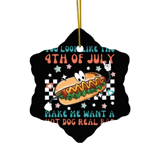 Makes Me Want A Hot Dog Real Bad, 4th July Ceramic Ornaments