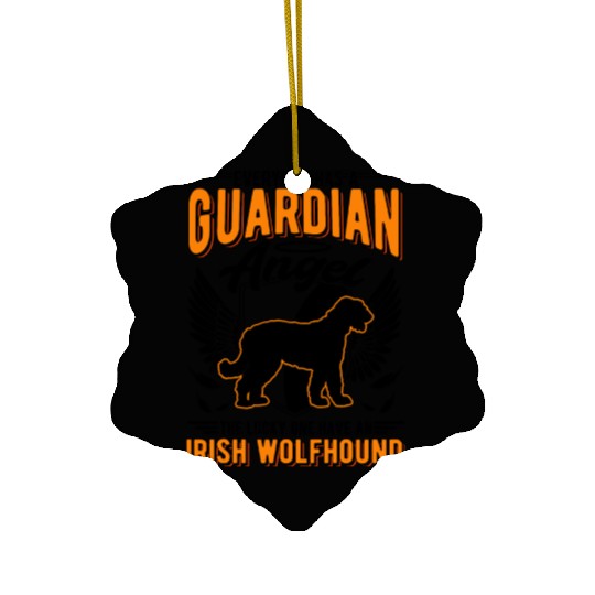 Irish Wolfhound Guardian Angel Ceramic Ornaments