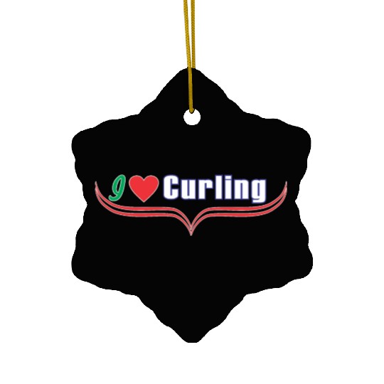 i love curling Ceramic Ornaments
