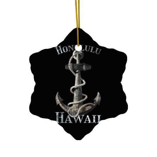 Honolulu Hawaii Nautical Anchor Sailing Ceramic Ornaments
