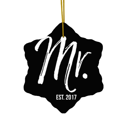 Wedding Anniversary For Men Husband Mr Est 2017 Ceramic Ornaments