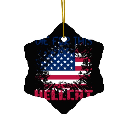 Die For This Hellcat- Vintage US Flag Ceramic Ornaments