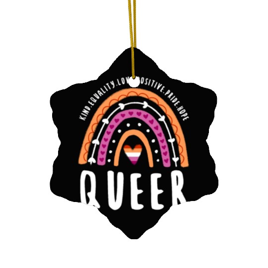 Queer Lesbian Pride Rainbow Ceramic Ornaments