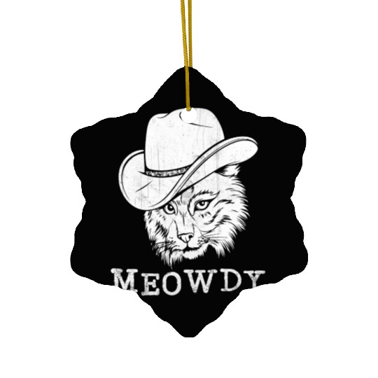 Meowdy Western Country Music Cowboy Cowgirl Ceramic Ornaments
