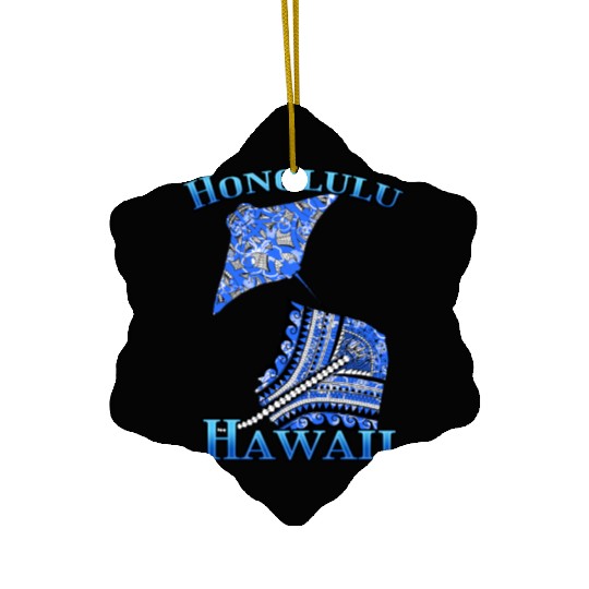 Honolulu Vacation Tribal Stingrays Ceramic Ornaments