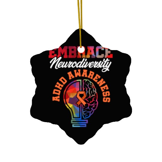 ADHD Awareness Embrace Attention Deficit Warrior Ceramic Ornaments