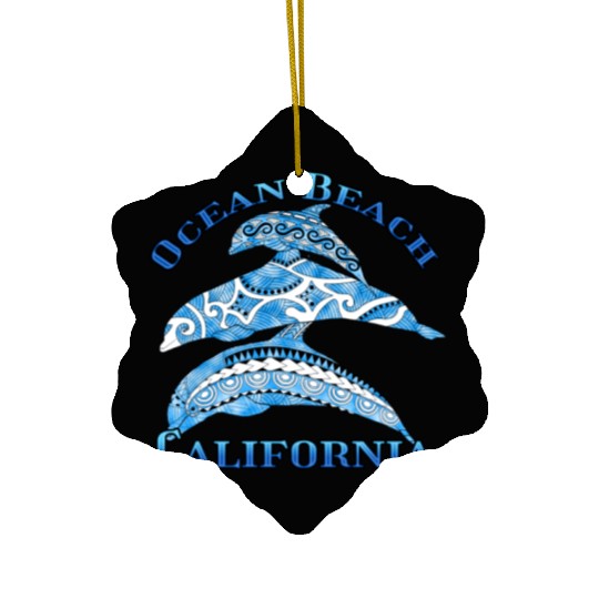 Ocean Beach California Vacation Tribal Dolphins Ceramic Ornaments