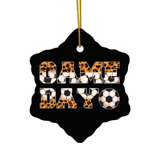 Leopard Soccer Game Day Sports Lover Ceramic Ornaments