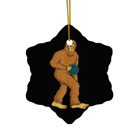 Bigfoot Playing Disc Golf Funny Sasquatch Gift Ceramic Ornaments
