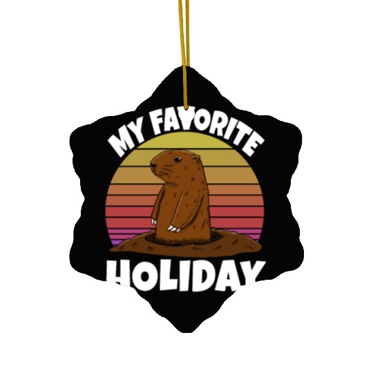 My Favourite Holiday Groundhog Ceramic Ornaments