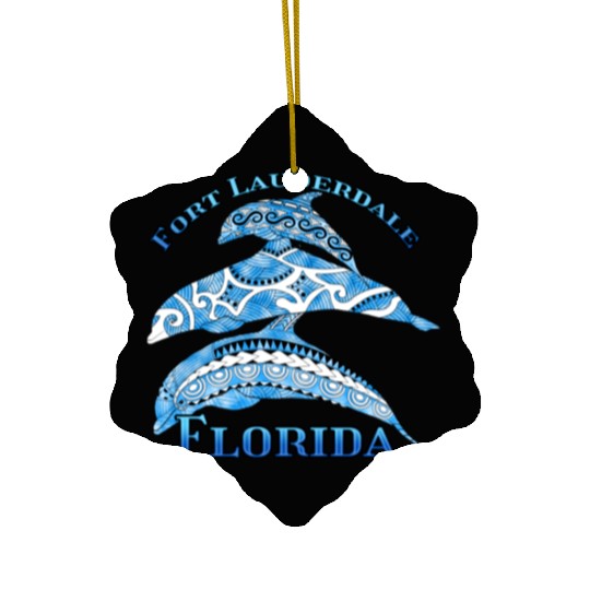 Fort Lauderdale Florida Vacation Tribal Dolphins Ceramic Ornaments