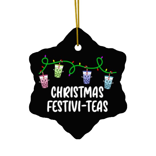 Boba Tea Relax Christmas Cute Kawaii Bubble Milk Ceramic Ornaments