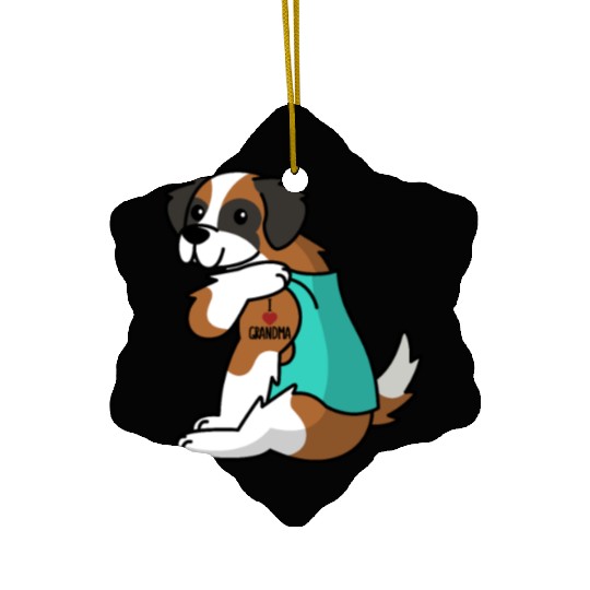 Saint Bernard I Love Grandma Ceramic Ornaments