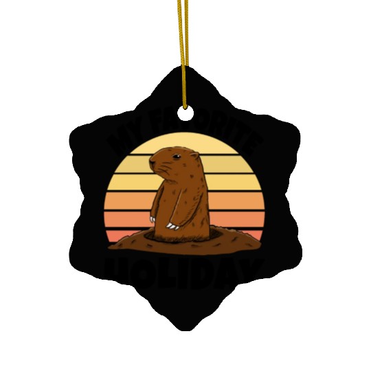 My Favourite Holiday Groundhog Ceramic Ornaments