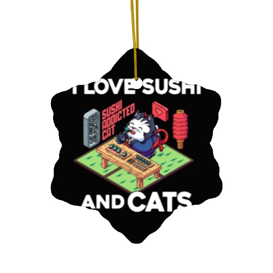 I Love Sushi And Cats, Sushi Lover, Japan, Ceramic Ornaments