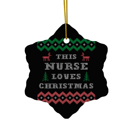 Nurse RN LPN Ugly Christmas Sweater Reindeer Tree Ceramic Ornaments