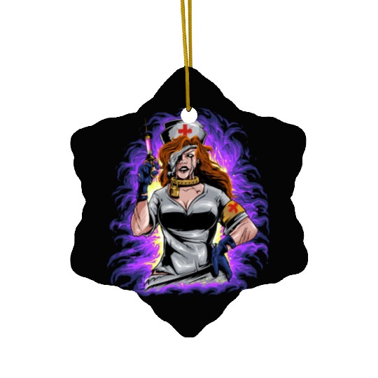 Angry Psychopathic Nurse Ceramic Ornaments