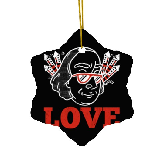 Love America Washington USA Flag 4th Of July Ceramic Ornaments