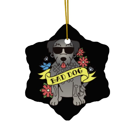 Bad Dog Tattoo Irish Wolfhound Ceramic Ornaments