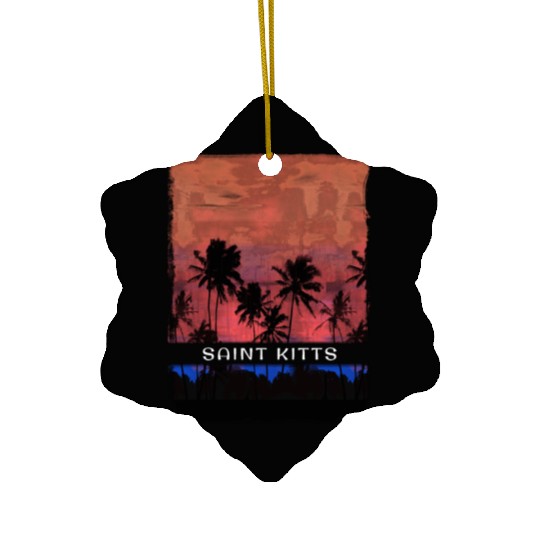 Saint Kitts Caribbean Vacation Souvenir Palm Tree Ceramic Ornaments