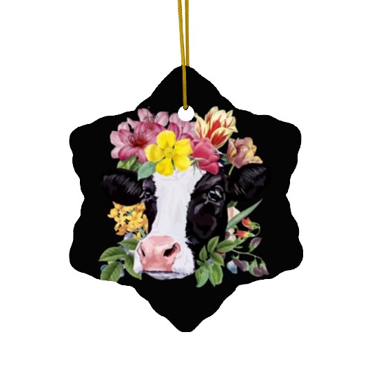 Cow Floral Cow Spring Nature Lovers Ceramic Ornaments