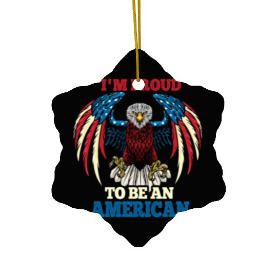 America Proud To Be American Flag 4th Of July Ceramic Ornaments