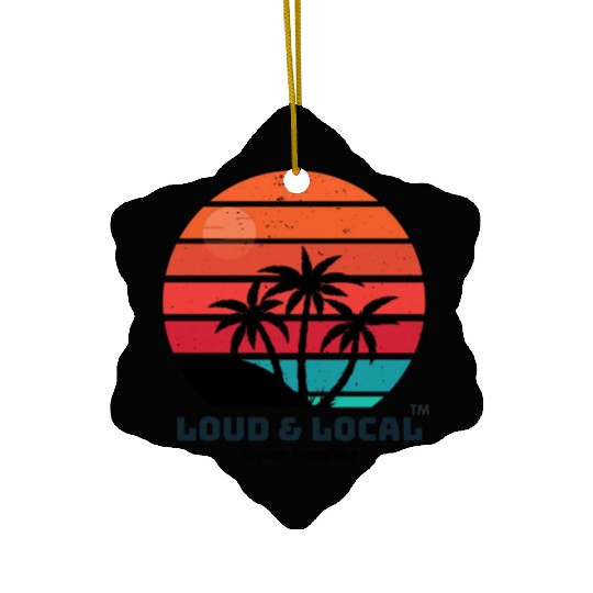 Loud & Local Sunset Beach Summer Designs Ceramic Ornaments