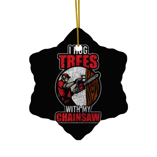 Wood Forestry Chainsaw Saw Ceramic Ornaments