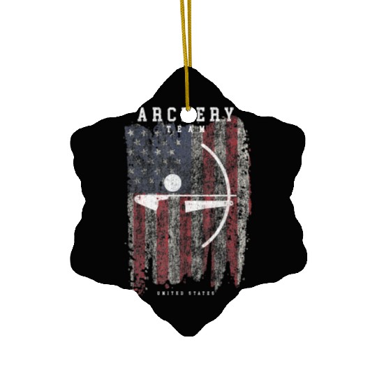 Archery Team USA Vintage American Flag Compound Ceramic Ornaments