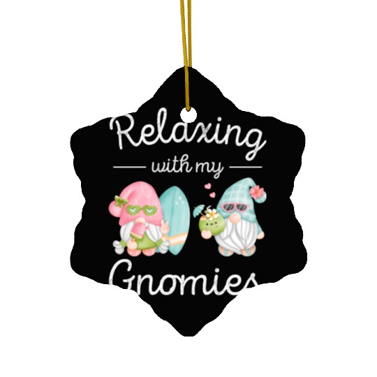 Relaxing Gnomes Surfing Vacation Gnome Lover Ceramic Ornaments