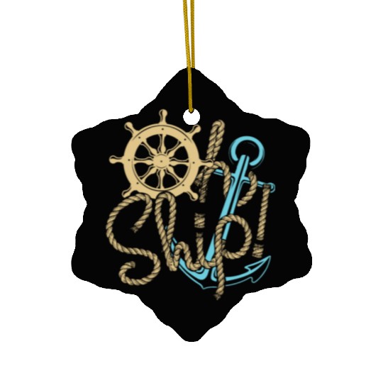 Ship sailing sailboat motor boat Ceramic Ornaments