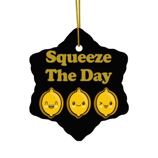 Squeeze The Day Cute Adorable Kawaii Lemons Ceramic Ornaments