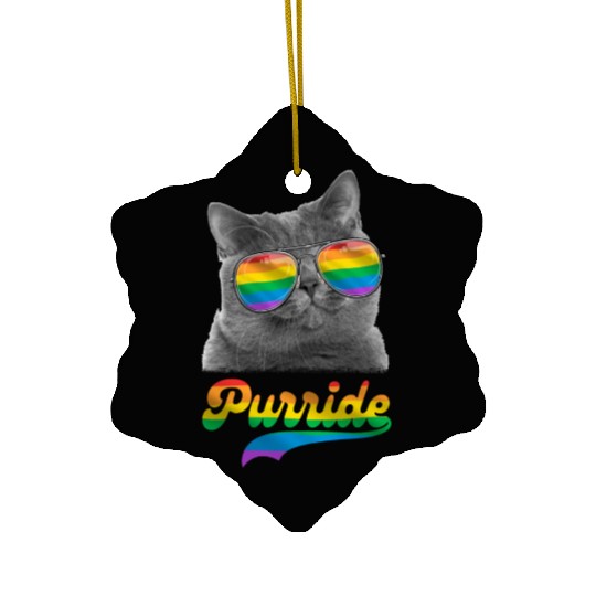 Cute Cat LGBT Rainbow Flag Kitten Gay Pride Ceramic Ornaments