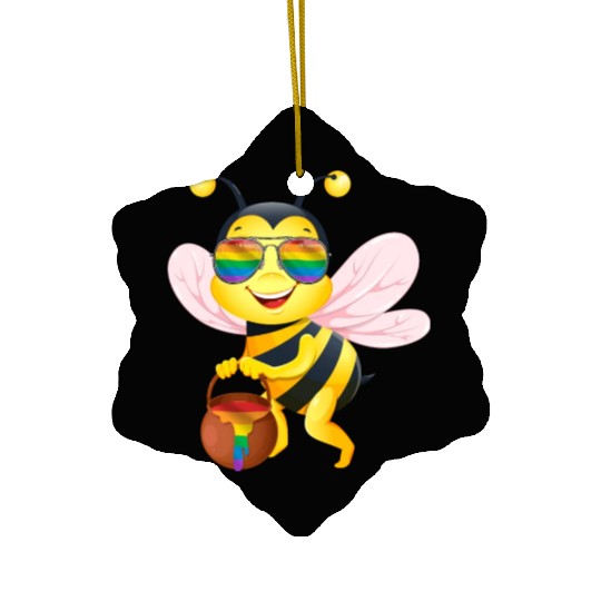 Bee LGBT Pride Rainbow Honey Ceramic Ornaments